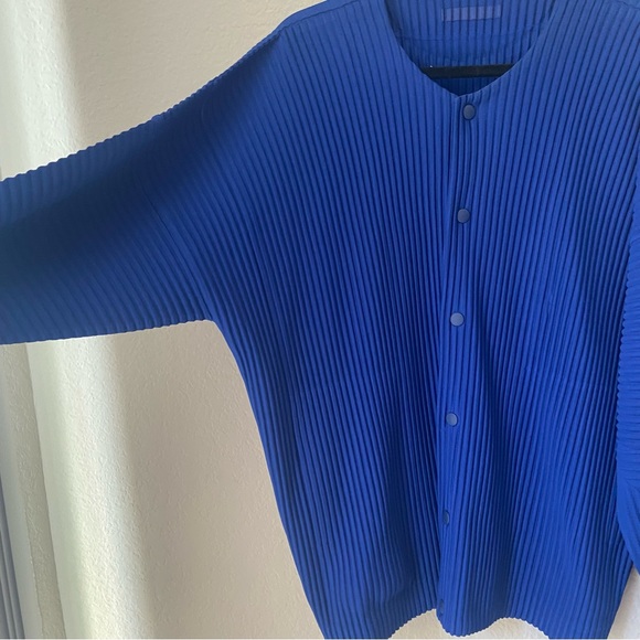 Homme Plisse Issey Miyake Blue Cotton Surface Pleated Cardigan Jacket size 4 - Picture 6 of 13